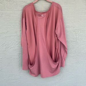 Foreyond Women's 3XL Pink Long Sleeve Mesh Back Activewear Top